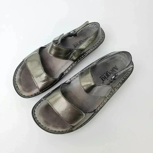 Alegria Verona Chrome Leather Casual Slide Slip On Loafer Platform Sandals - 7 - Picture 11 of 11